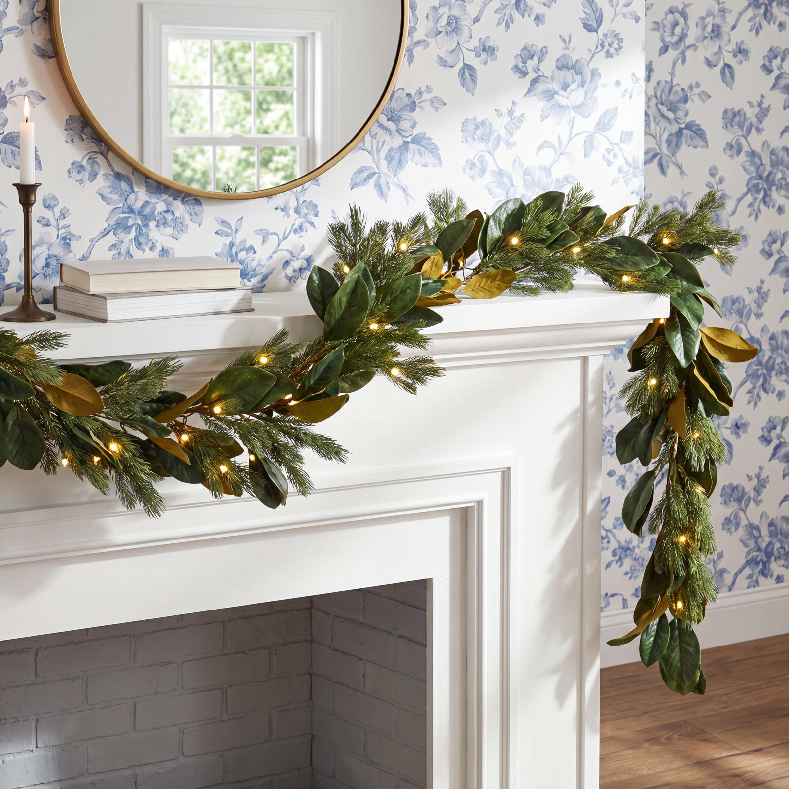 108" Pre-Lit Magnolia Pine Garland