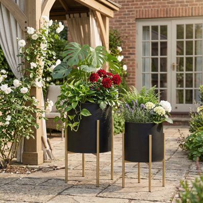 Ensemble de 2 pots à fleurs Aideen pour l'intérieur et l'extérieur - ensemble de 2