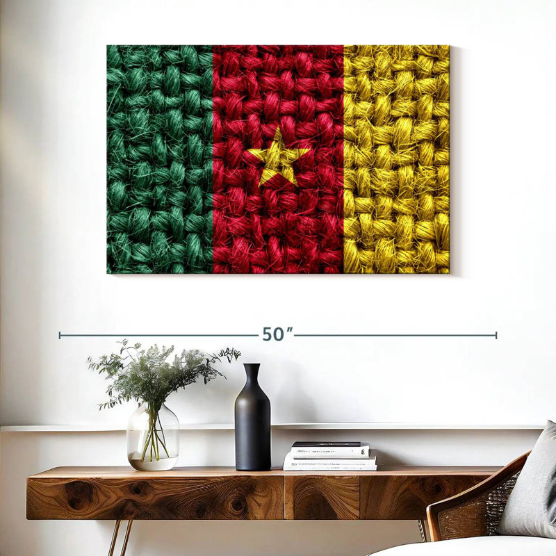 Borges Straw Weave Cameroon Flag, 26" H x 39" W