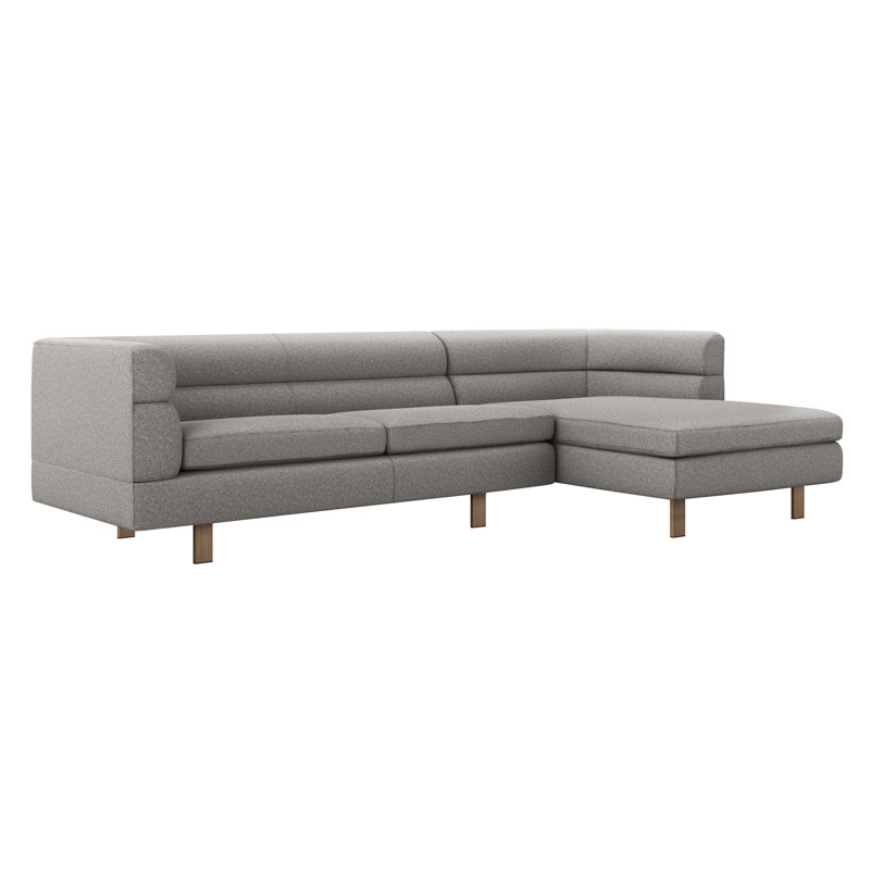 Ornette Upholstered L-Shaped Sectional, Right Hand Facing, Storm Polyester Blend, Pewter