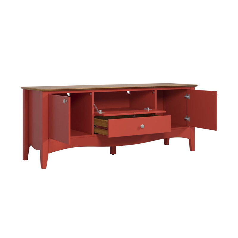 Delrick TV Stand, Red/Brown