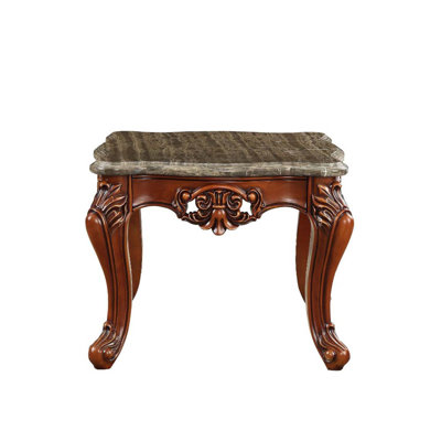 Table de bout, plateau en marbre et finition noyer E Customa