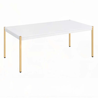 Table basse rectangulaire blanche et dorée