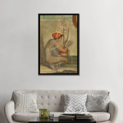 «Girl with Cherry Blossom», reproduction d'art sur toile encadrée