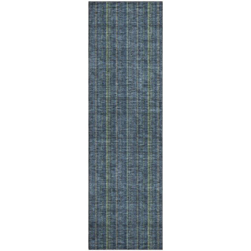 Premium Machine Washable Prisco Blue Rug, Runner 2'3" x 7'6"