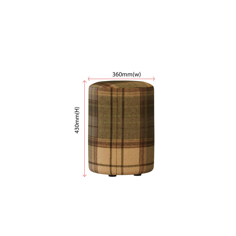 Tartan Fabric Round Stools Tartan , Olive Green