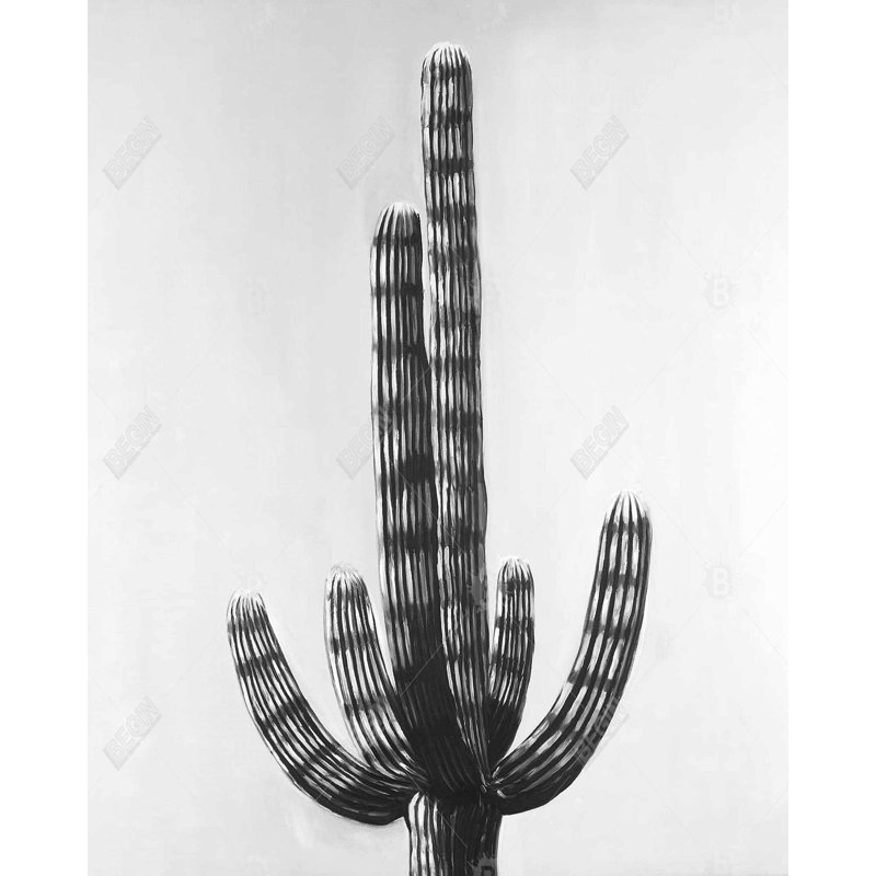 Toile noir et blanc Cactus Office | Illustration de décoration intérieure