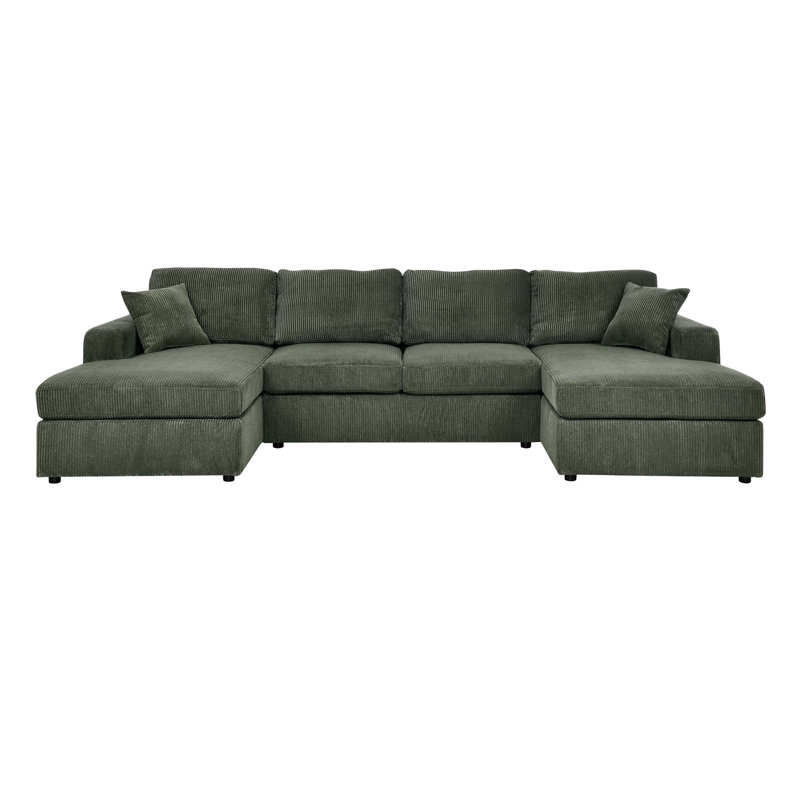 Canapé modulaire 3 pièces en velours côtelé 3 pièces, Vert