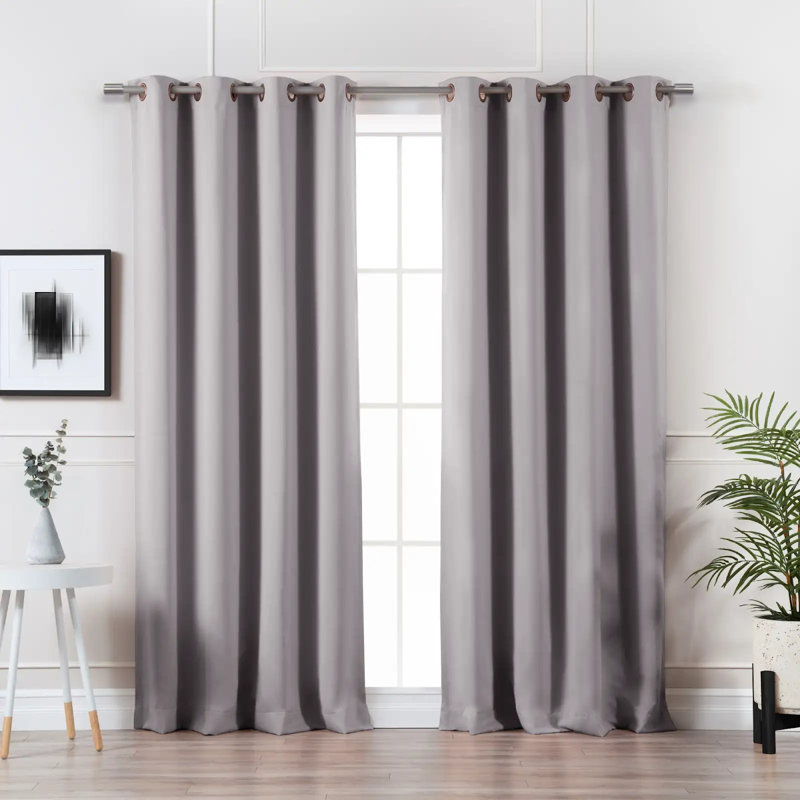 Adina Sevan Solid Thermal Grommet Curtain Panels, 52"W x 84"L, Light Grey