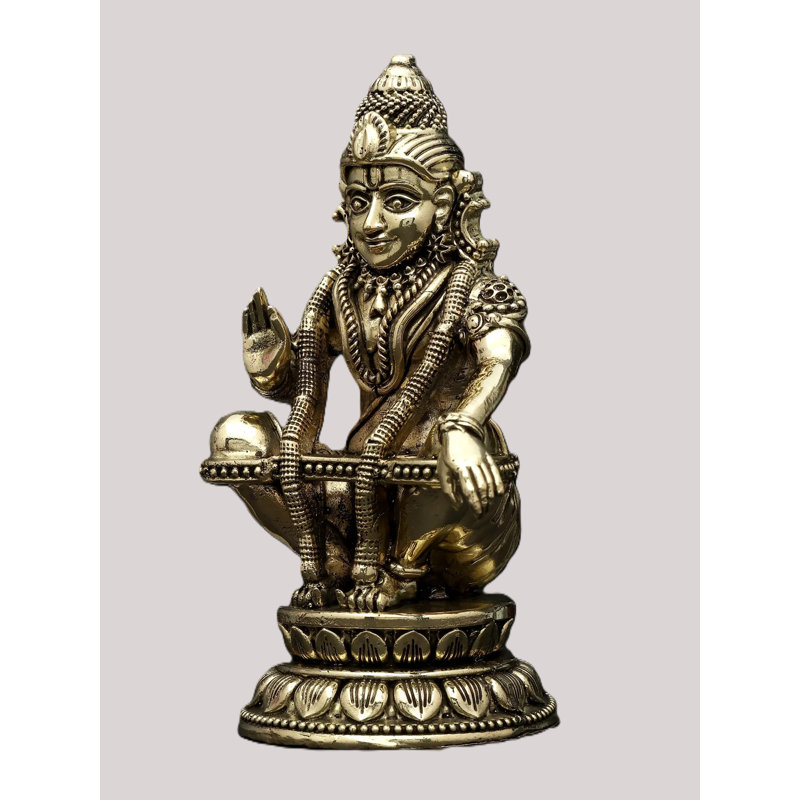Petite statue en laiton ayyappan de 6 pouces