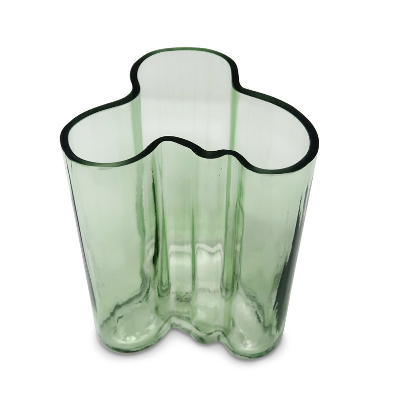 Tinted Curved Vase, 8.25" H x 5.50" W x 6.50" D, Green