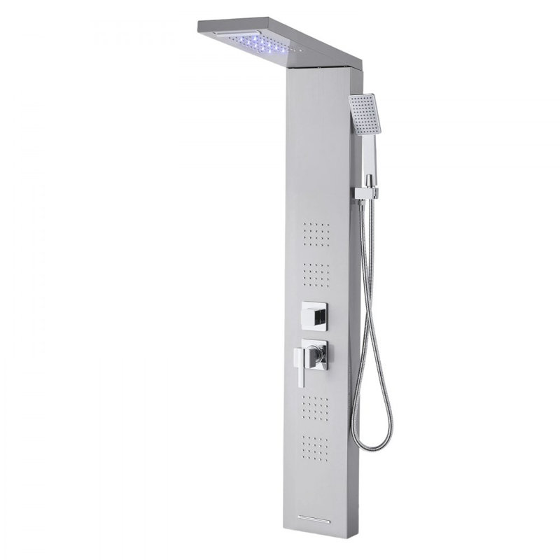 Shower Panel Tower System Stainless Steel Column Rainfall Waterfall Head 5 Modes