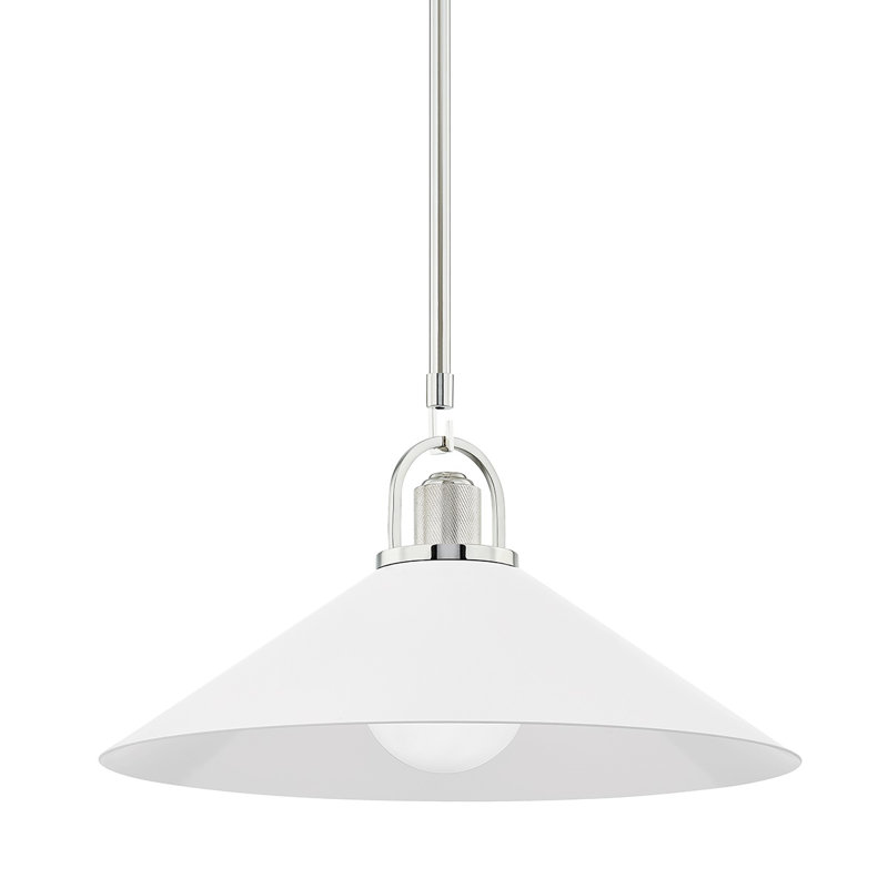 Syosset 1 - Light Single Cone Pendant, White, Aged Brass
