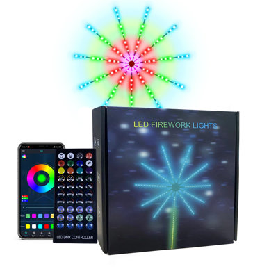 fireworks lights 40 Keys 10+1 Symp  Fire Works Lights  Fire Works LED Strips Dream Color RGB Change Music Sound Sync Bluetooth Fire Works Lights With Remote Control LED Strip