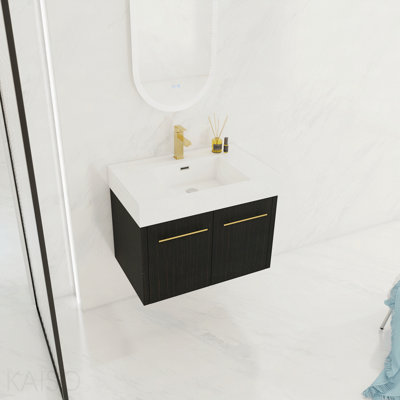 30 Inch Wall-Mounted Bathroom Vanity With Sink, Thick Edged Resin Basin, Kd-Package