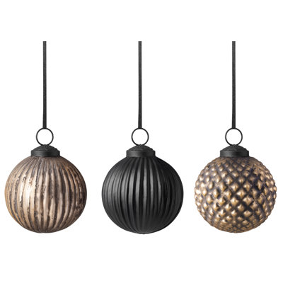 Boules de Noël en verre Villeroy & Boch Collection Chic, ensemble de 3, noires