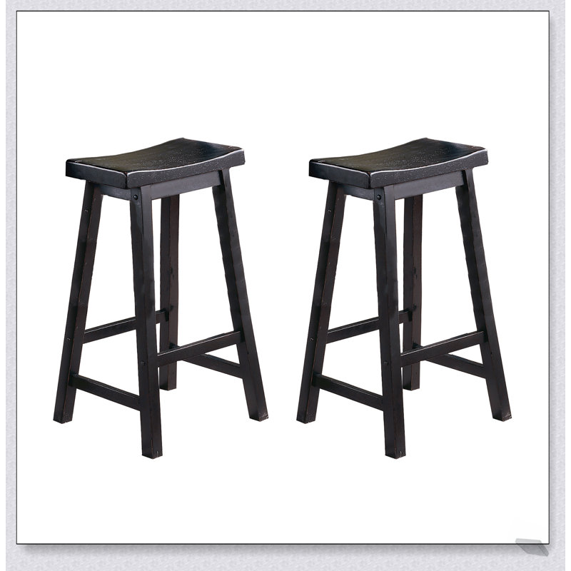 Ensemble de 2 tabourets de bar noirs de 29 po de hauteur à finition noire pour un confort et un style décontractés, Noir