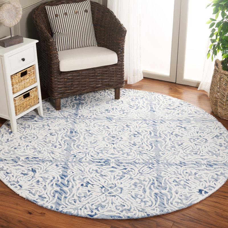 Tapis en laine touffeté à la main Davyan, Rond 4 pi