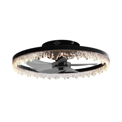 Ventilateur de plafond encastré intelligent avec lumière - lustre à DEL intégré de 20 pouces avec 5 pales invisibles, télécommande et minuterie, éclairage à intensité variable, fonctionnement ultra-silencieux pour la chambre à coucher, le salon et le coin-repas