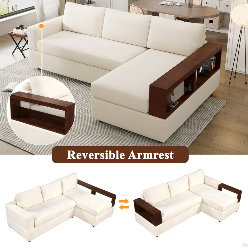 Canapé modulaire rembourré avec accoudoirs réversibles