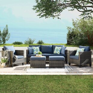 Sydney Husk Outdoor Wicker and Concealed Cushion 4 Pc. Swivel Sofa Group  with 44 x 24 in. Coffee Table