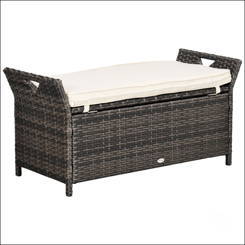 Banc de rangement pour patio en osier 27 gallons