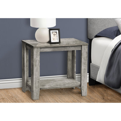Table de bout industrielle de style industriel gris avec texture d'aspect bois, polyvalente pour la chambre à coucher, le salon ou comme table de lampe, organisation à deux niveaux, panneaux épais, 23,61 po x l 11,86 po x H 22 po contemporain