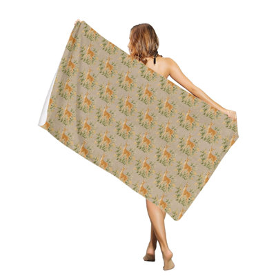 Farmhouse Deer Plant Seamless Beach Towel Oversized Pool Towels,Quick Dry Absorbent Large Beach Blanket Soft Sand Free Bath Towel , 50 x 60 inAnd a canvas bag with the same printed beach towel will be given as a gift