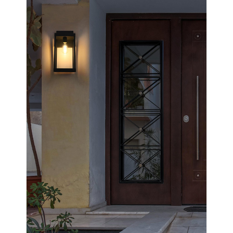 Peter Outdoor Wall Sconce in Black, 18" H x 7" W x 10" D