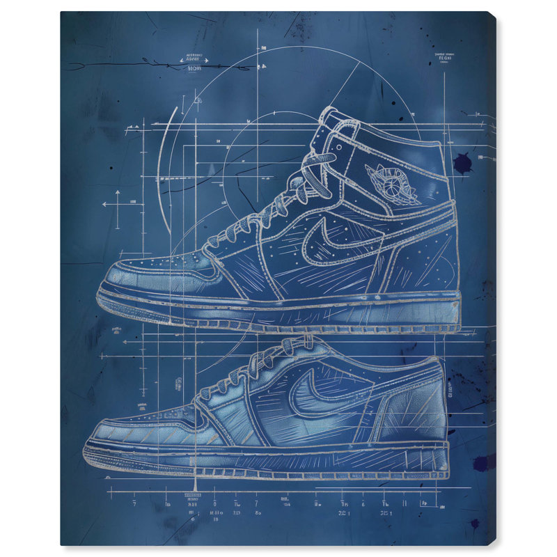 Toile tendance Blue Sneaker par Art Remedy, H 36 po x l 30 po x P 1,5 po, Toile tendue