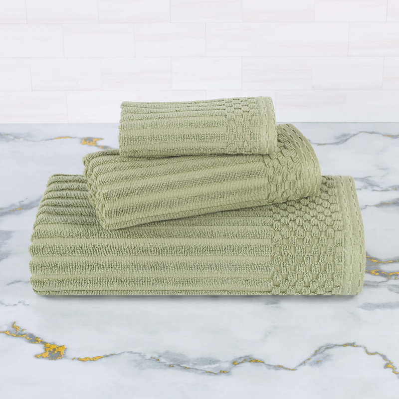 Collection de serviettes en coton Soho Spa, Vert sauge, Ensemble de serviettes 3 pièces