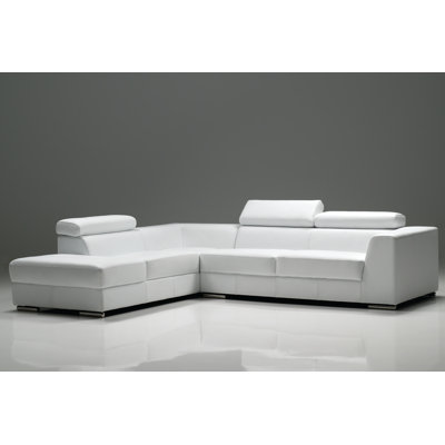 Icon 110" Wide Genuine Leather Left Hand Facing Corner Sectional