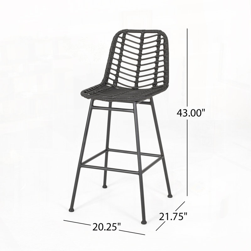 Tabourets de bar d'extérieur en osier, Gris