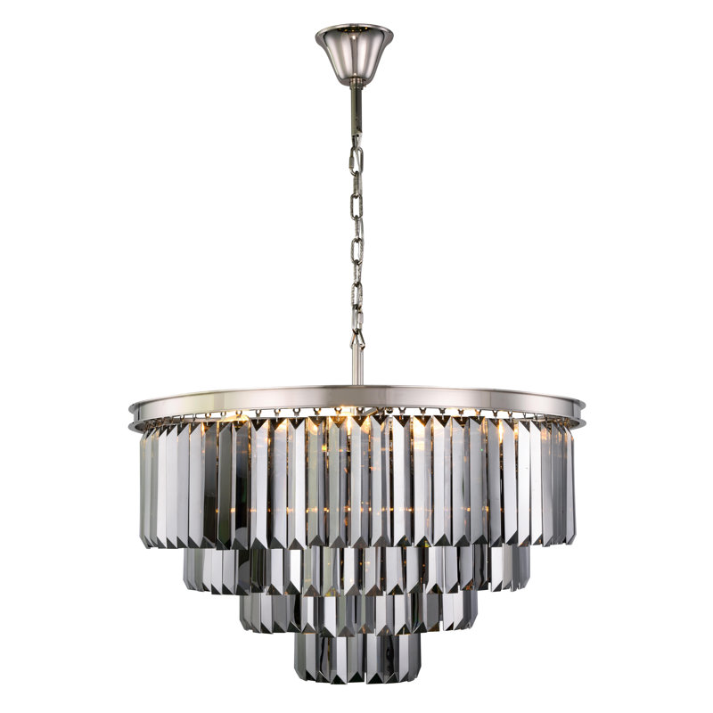 Yazmin 17 - Light Dimmable Tiered Chandelier, Gray, Polished Nickel