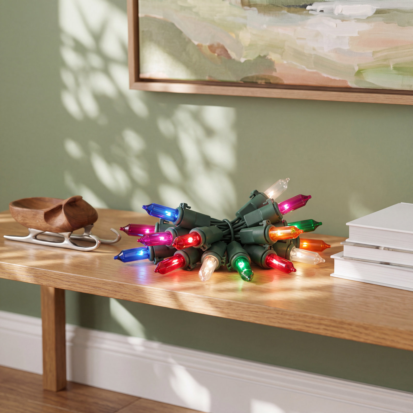 Mini Christmas String Lights, 23' L, Pink