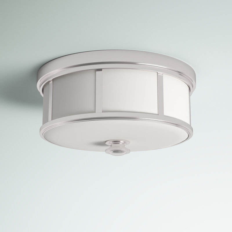 Plafonnier encastré 2 lumières 13,5 po Alyvia, Nickel poli