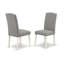Ensemble de table de cuisine 3 pièces pour petits espaces comprenant une table de salle à manger carrée et 2 chaises rembourrées en lin Shitake foncé, lin blanc-2015340181-2015340266-2082833789