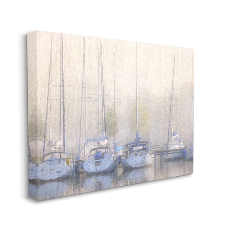 «Docked Sail Sailers Harbor Reflection» par Steve Hunziker - impression sur toile tendue, H 16 po x l 20 po x P 1,5 po