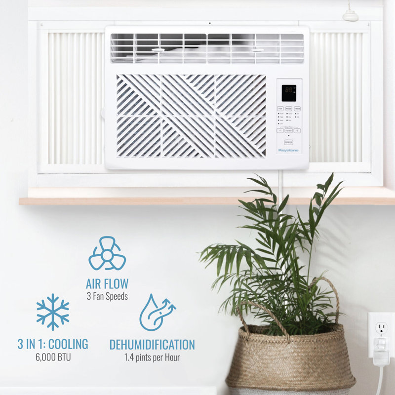 White 6000 BTU Window Mounted Air Conditioner with Remote Control