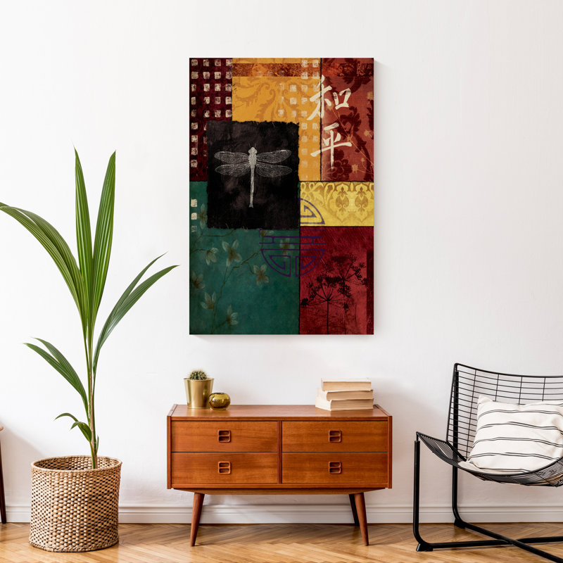 Impression de libellule foncée sur toile, H 36 po x l 24 po x P 1,25 po