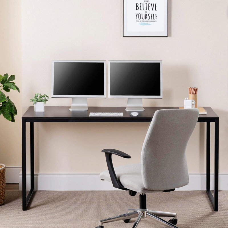 Rectangle Table, Computer Desk With Metal Base