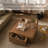 Pre-Assembled Oversize Retro Wooden Elevated Nested Coffee Table Set with 2 Drawer Storage, 40" Square Walnut Top with Glass Side Table, Mid-Century Coffee Table for Living Room