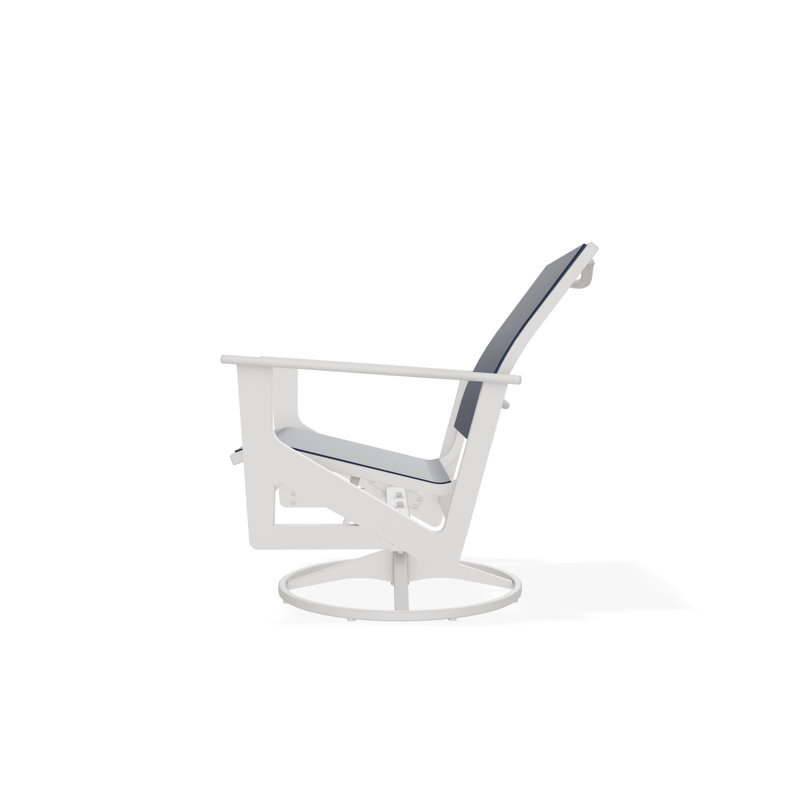 Wexler Outdoor Swivel Lounge Chair, Navy 13D Sunbrella®, Snow