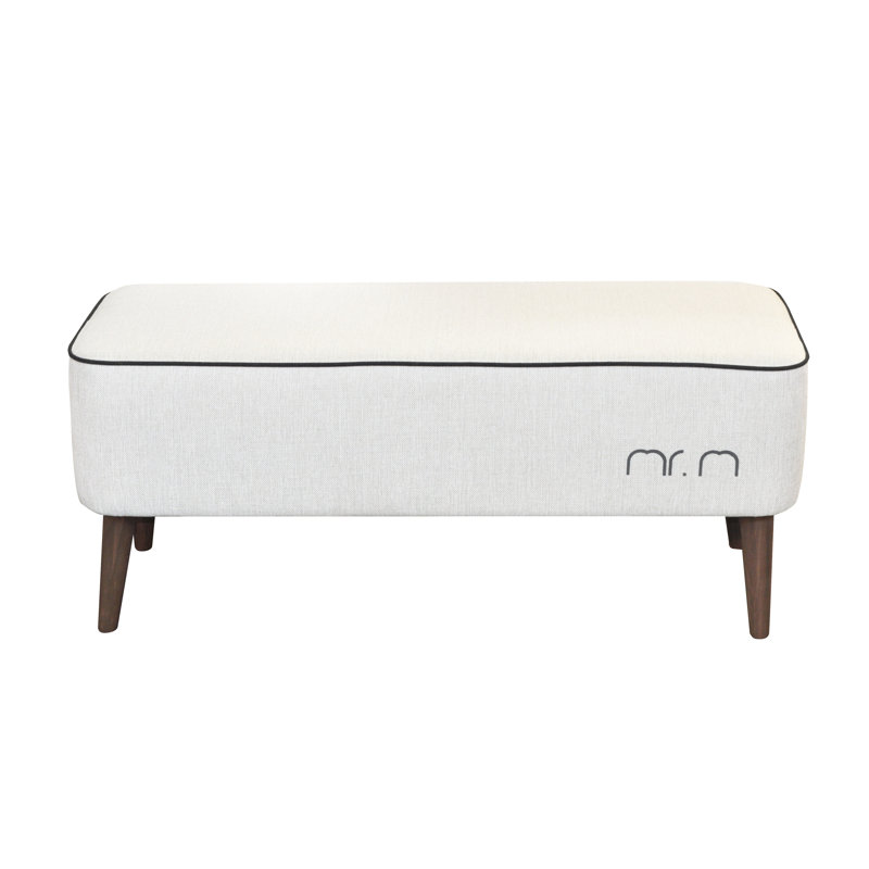 Mr. M Polyester Blend Upholstered Bench, Polyester Blend, Cream/Black