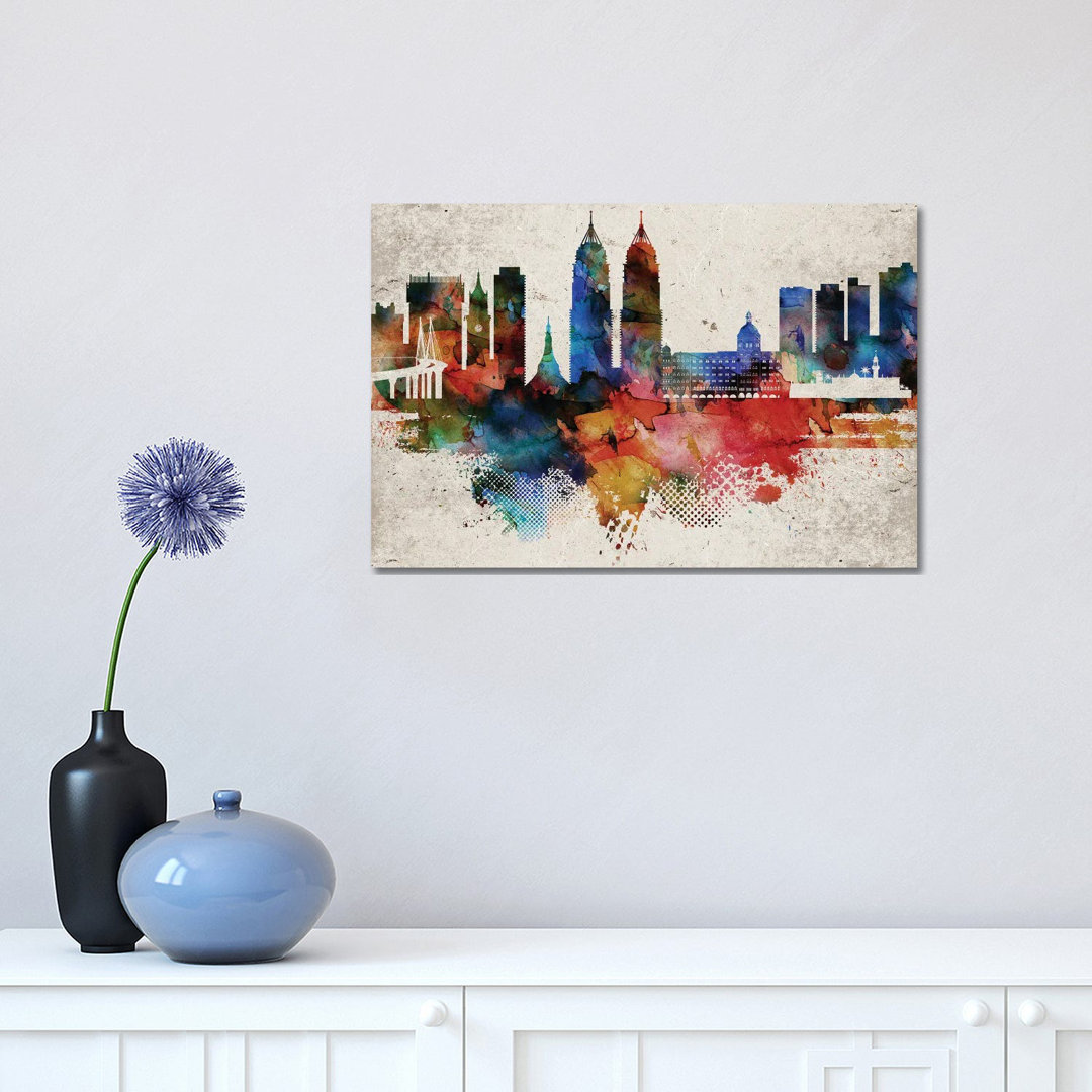 Mumbai Abstract Skyline by WallDecorAddict - Wrapped Canvas Painting