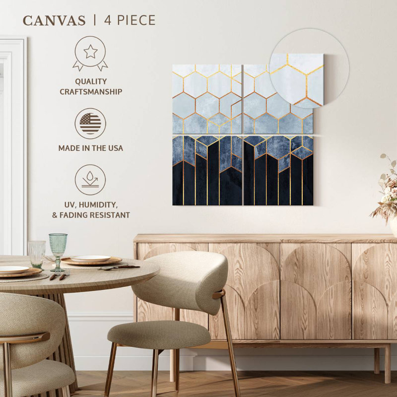 Soft Blue Hexagons, 18" H x 18" W