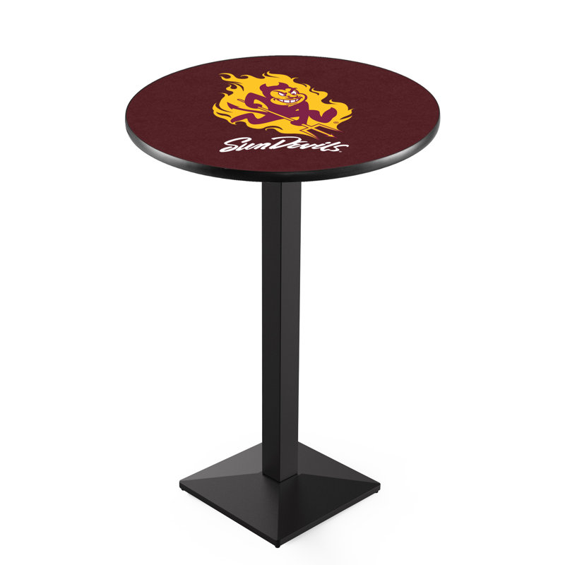 Round Metal Base Dining Table, Black Wrinkle, Arizona State University