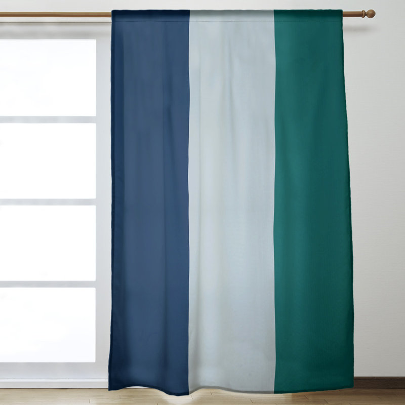 Room Darkening Curtain Single Panel, Seattle Baseball Blue/Metallic Silver/Green