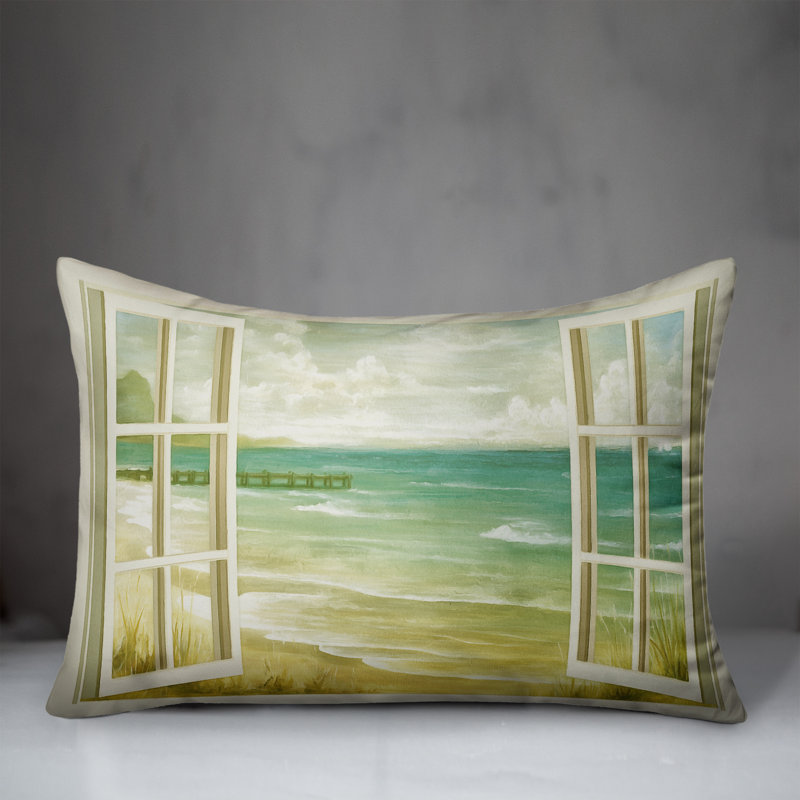 Outdoor Reversible Throw Pillow, Blue