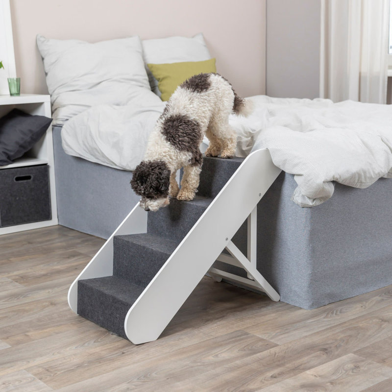 TRIXIE Pawsome Ascent 4-Step Adjustable Pet Stairs with Carpet Treads, White